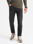 Spodnie męskie jeansowe TAPERED FIT z przeszyciami i podwiniętymi nogawkami – czarne V3 OM-PADP-0161