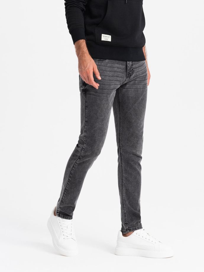 Dopasowane jeansowe męskie spodnie SLIM FIT z elastanem – grafitowe V3 OM-PADP-0214