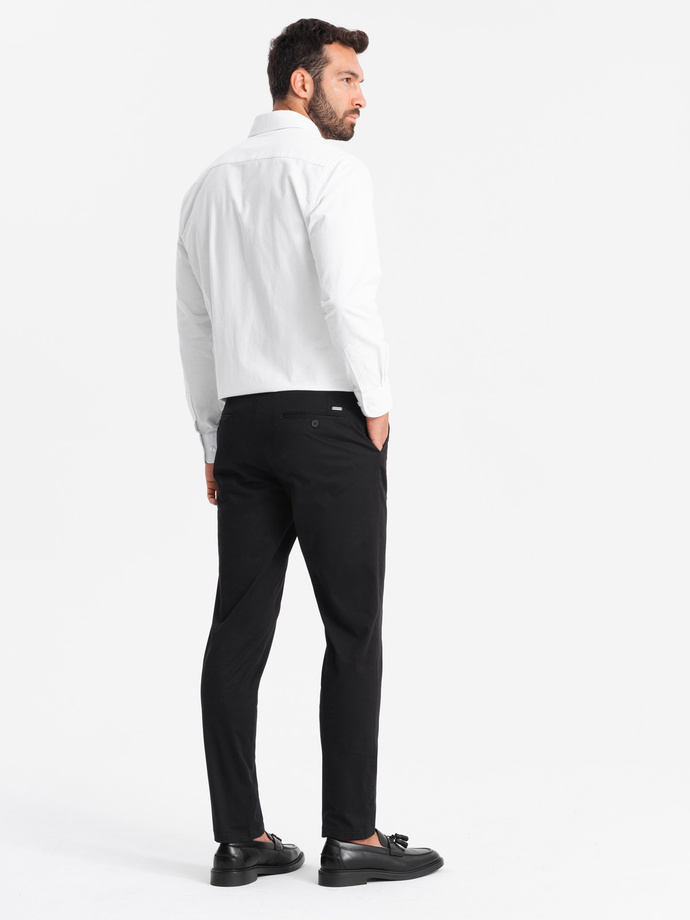 Jednolite męskie spodnie chinosy SLIM FIT – czarne V5 OM-PACP-0183