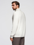Klasyczny sweter męski z golfem z bawełny - biały V3 OM-SWTN-0162