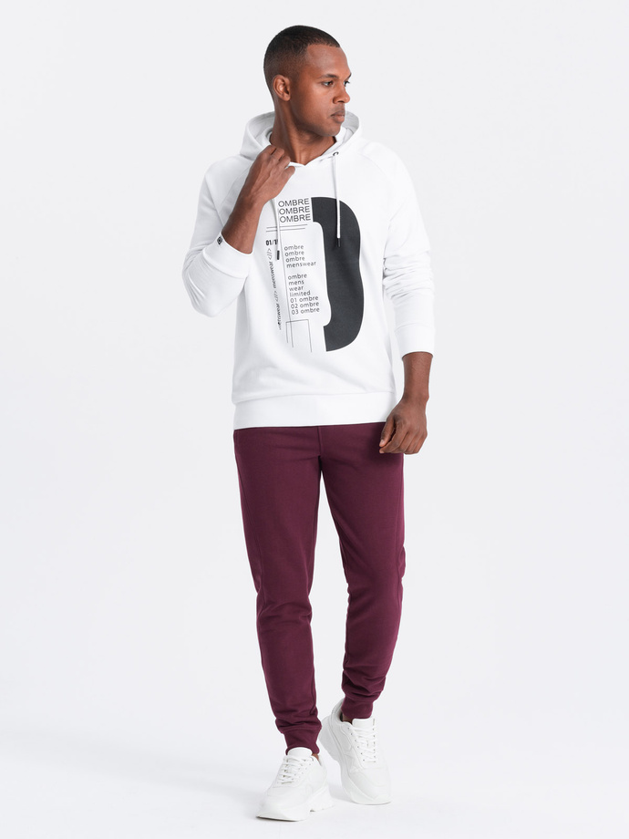 Men's BASIC cotton jogger sweatpants - maroon V3 OM-PABS-0174