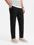 Men's chino pants with elastic waistband SLIM FIT - black V3 OM-PACP-0158