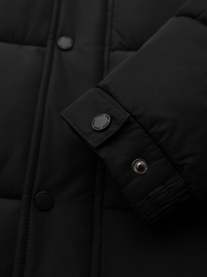 Men's quilted jacket with jacket cut - black V3 OM-JALP-0188