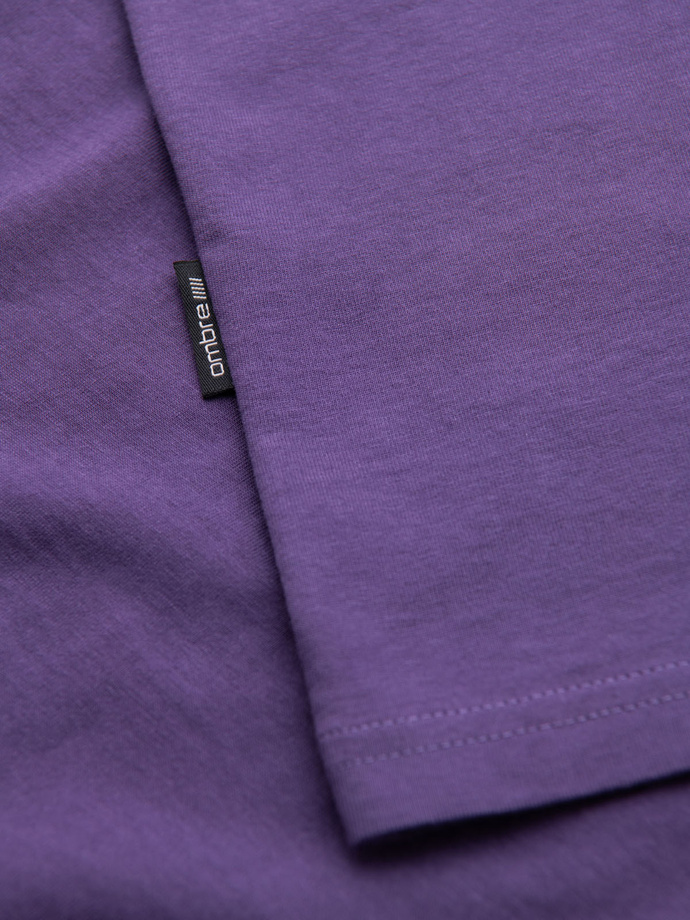 Męski klasyczny bawełniany T-shirt BASIC - fioletowy V13 OM-TSBS-0236