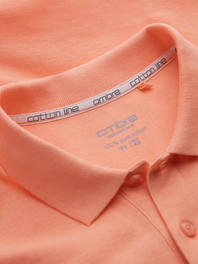 Men's BASIC single color pique knit polo shirt - peach V19 OM-POBS-0100