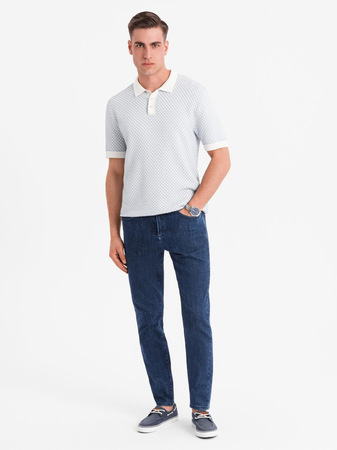 Classic men's SLIM FIT jeans with elastane - dark blue V3 OM-PADP-0216
