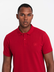 Komplet męskich t-shirtów bawełnianych polo BASIC – granatowy/biały/czerwony V3 OM-POBS-0133