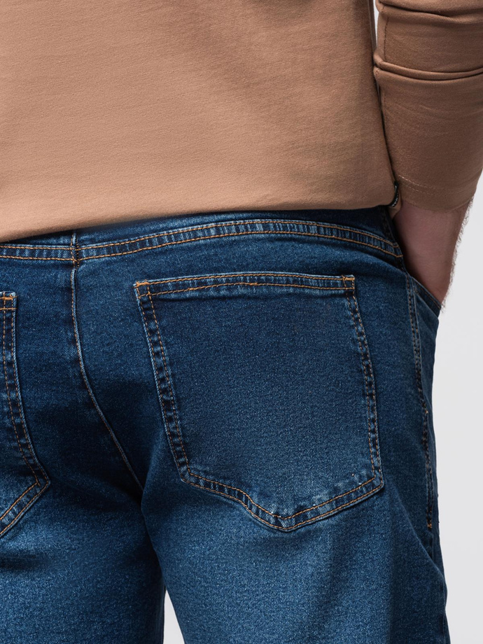 Men's denim JOGGERS pants with classic bandage - blue V2 OM-PADJ-0265