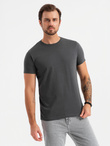 BASIC men's cotton shirt set with round neckline - white/graphite/blue denim V8 OM-TSBS-0232