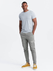 Męski klasyczny bawełniany T-shirt BASIC - szary melanż V5 OM-TSBS-0146 