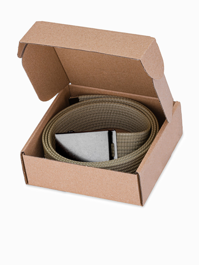 Pasek męski parciany z metalową klamrą - khaki  A376