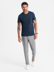 Classic BASIC men's cotton T-shirt - navy blue V2 OM-TSBS-0236