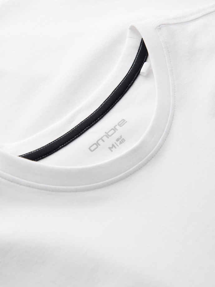 Men's SLIM FIT T-shirt with round neckline and logo - white V1 OM-TSCT-0220