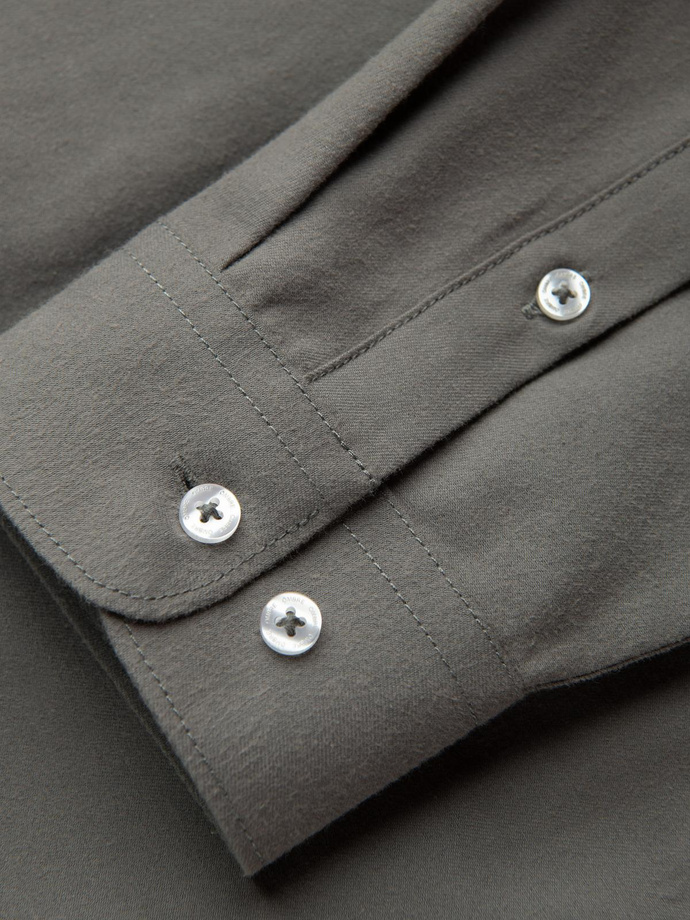 Men's REGULAR FIT shirt with pocket - khaki V4 OM-SHCS-0148