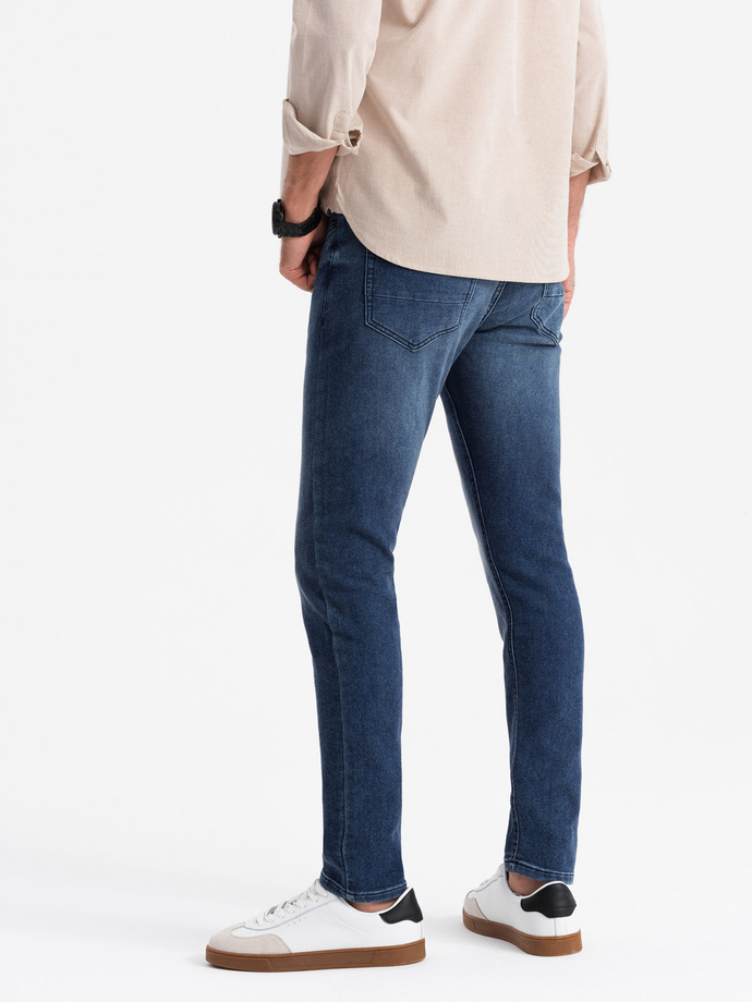 Dopasowane męskie spodnie jeansowe SLIM FIT z elastanem – niebieskie V1 OM-PADP-0214