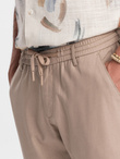 Men's linen blend rolled up chino pants - light brown V3 OM-PACP-0198