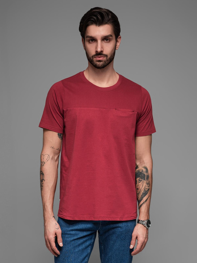 LOOSE FIT men's t-shirt with pocket - red V3 OM-TSCT-0171