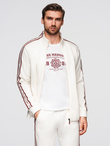 Washed men's sweatshirt with decorative stitching at the neckline - navy blue V4 OM-SSDS-0131