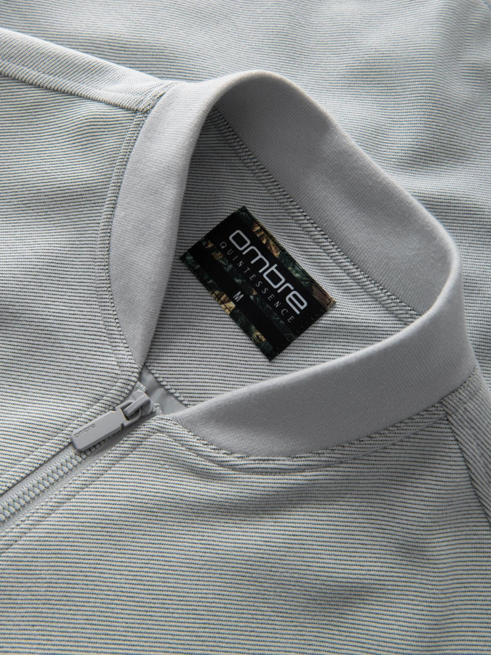 Men's raglan sleeve bomber jacket - light grey V4 OM-JANP-0159