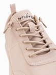 Men's monochromatic sports style shoes with stitching - beige V2 OM-FOCS-0159