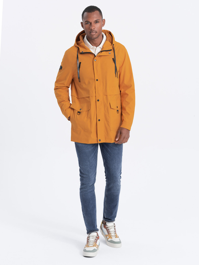 Men's parka jacket with cargo pockets - mustard V3 OM-JANP-22FW-004