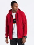 Men's unbuttoned hooded sweatshirt - red V6 OM-SSZP-0124