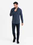 Men's REGULAR cotton single jersey knit shirt - navy blue V2 OM-SHCS-0138