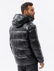 Kurtka męska zimowa puffer błyszcząca - czarna V1 C545