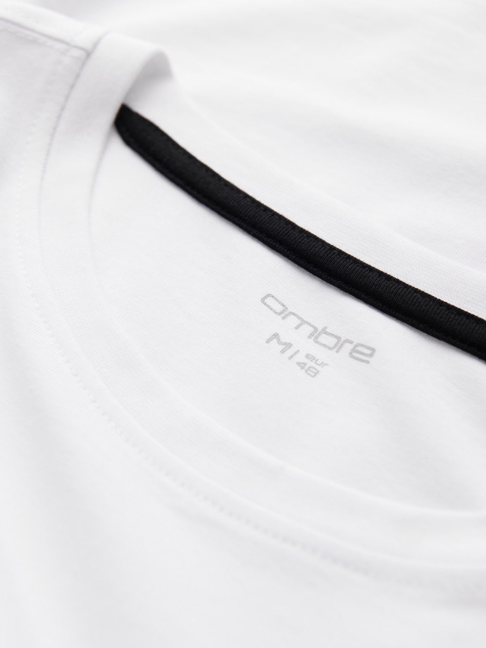 Men's signature elastane longsleeve with round neckline - white V1 OM-LSCL-0102