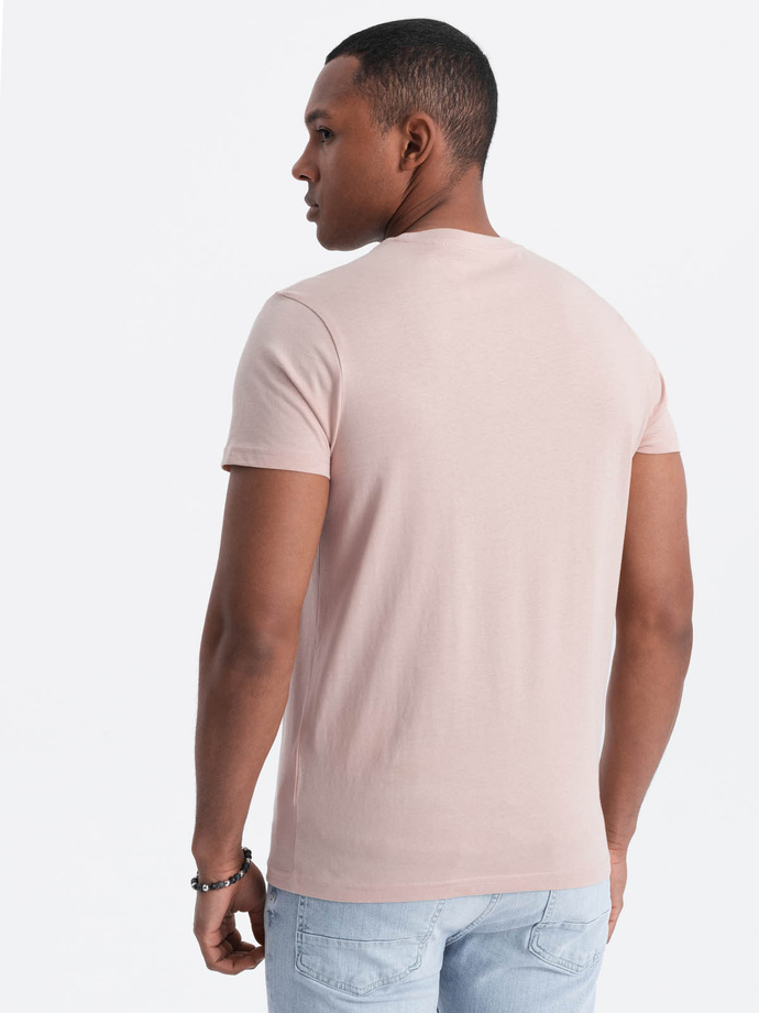 Męski t-shirt bawełniany z nadrukiem California - różowy V2 OM-TSPT-0128