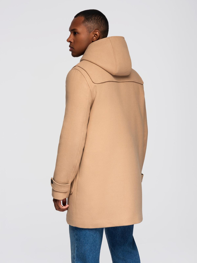 Men's insulated coat with hood and concealed zipper - black V1 OM-COWC-0110