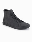Men's high-top sneakers with matte texture and embossed logo - black V1 OM-FOTH-0185