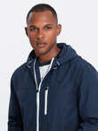 Men's lightweight sports jacket with fleece lining - navy blue V2 OM-JANP-0136