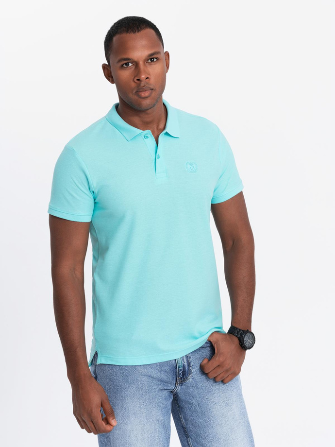 Men's BASIC single color pique knit polo shirt - mint V18 OM-POBS-0100