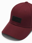 Men's baseball cap with visor and rectangular patch - maroon V8 OM-ACCS-0104 