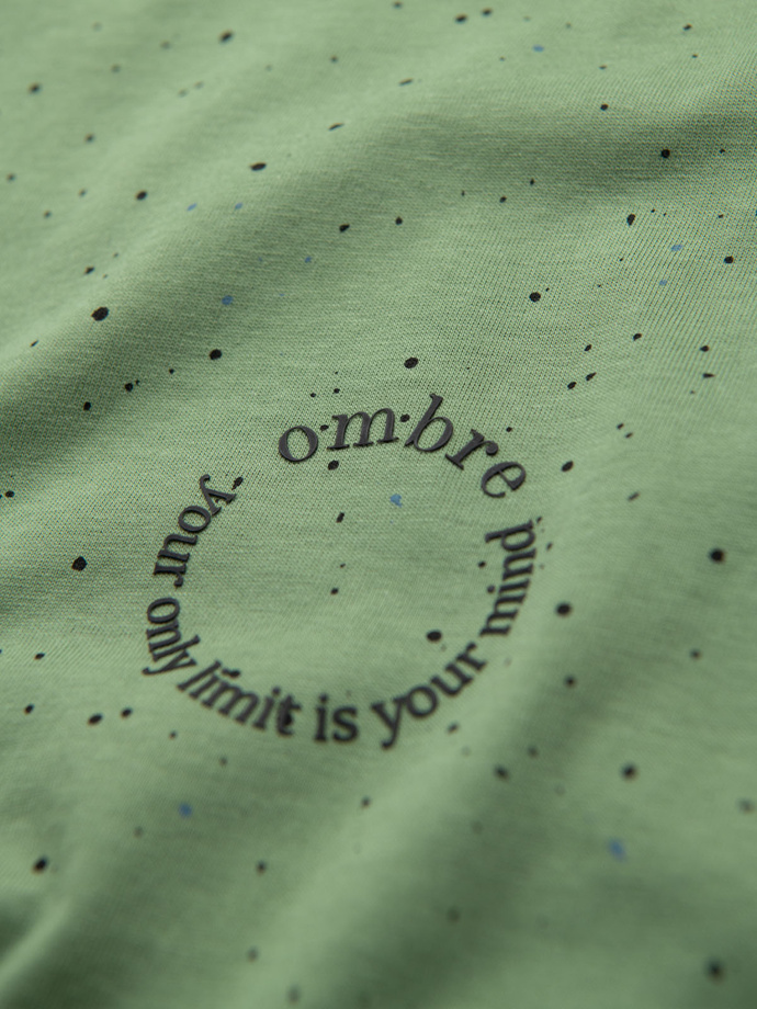 Męski bawełniany t-shirt z nadrukiem i okrągłym dekoltem – zielony V4 OM-TSFP-0186