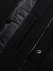 Men's insulated coat with hood and concealed zipper - black V1 OM-COWC-0110