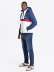 Men's colorful retro sports jacket - blue and white V1 OM-JALP-0175