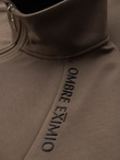 Men's sweatshirt with contrasting print and unbuttoned high collar - grey-brown V3 OM-SSZP-0211