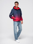 Men's sports jacket with reflectors - navy blue and red V3 OM-JANP-0105