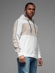 Men's cotton hoodie with contrasting elements - white V1 OM-SSNZ-0225
