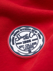 Men's kangaroo sweatshirt with hood and college style patch - red V1 OM-SSNZ-0144