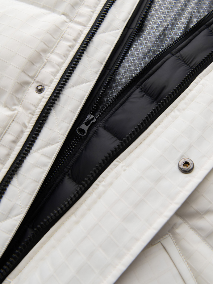 Outdoor long men's parka jacket - white V1 OM-JALJ-0201