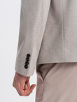 Men's melange rayon jacket with stand-up collar - beige melange V3 OM-BLZB-0131