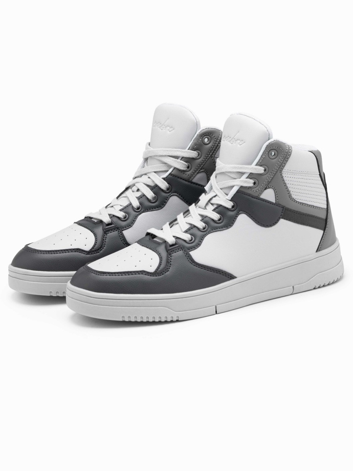 Buty męskie sneakersy z wysoką cholewką – szare V2 OM-FOSH-0139
