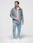 Washed men's sweatshirt with decorative stitching at the neckline - navy blue V4 OM-SSDS-0131