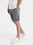 Fitted men's printed short sweat shorts - grey V3 OM-SRSK-0138