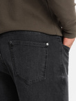 Spodnie męskie jeansowe TAPERED FIT z przeszyciami i podwiniętymi nogawkami – czarne V3 OM-PADP-0161