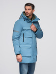 Insulated long men's jacket with reflective elements - blue V4 OM-JALJ-0169