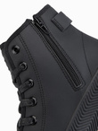 Men's high top sneakers with zipper for easy donning - black V1 OM-FOTH-0184